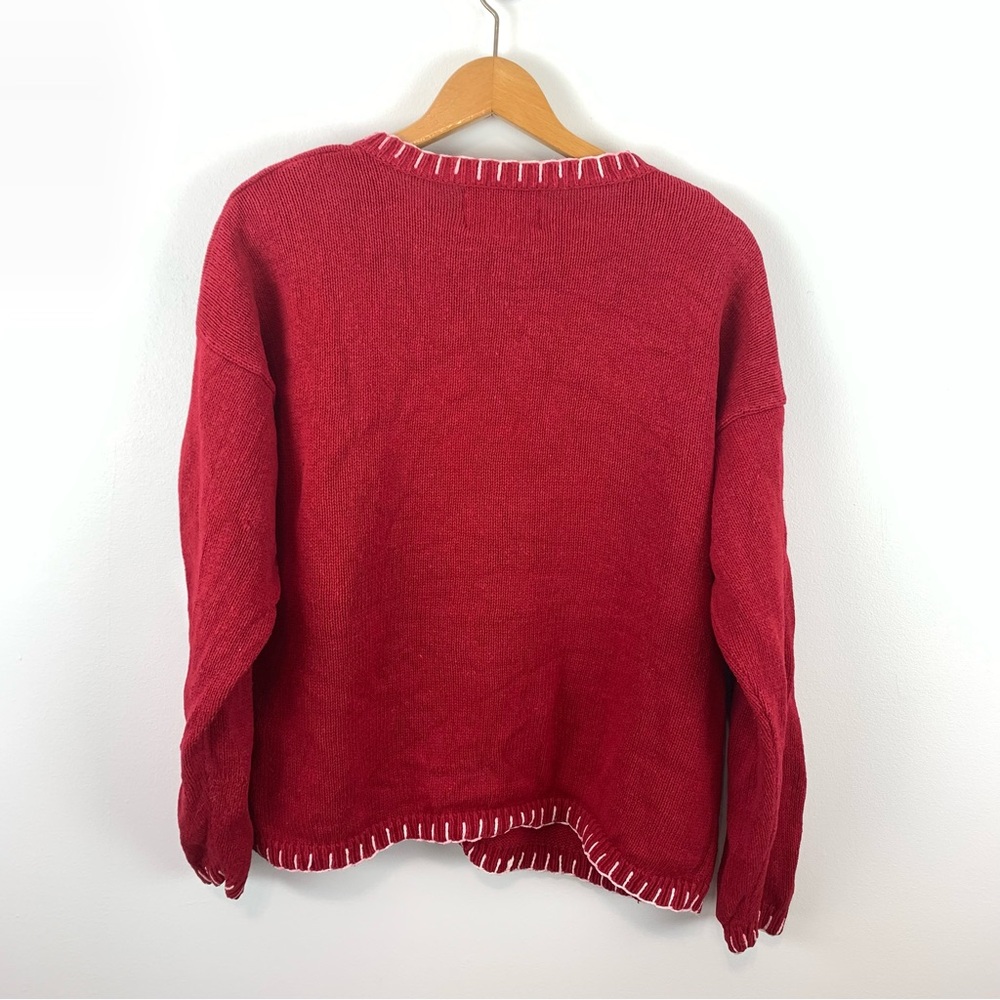 Vintage Knit Red Cat Sweater Size Large Button Front Cardigan - Picture 5 of 16
